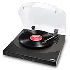 ION Audio Premier LP - Tocadiscos de vinilo Bluetooth, de 3 velocidades, altavoces estéreo, salida USB para convertir vinilos a formato digital, salidas de auriculares y RCA, acabado en negro