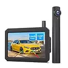 AUTO-VOX TW1 Telecamera Retromarcia Wireless Solar, Retrocamera Auto con 5" Monitor HD Super Visione Notturna,Supporto 2 Telecamere， Impermeabile IP68, per Auto, Camion, SUV, Furgoni etc