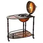 HOMCOM 35" Wood Globe Wine Bar Stand Retro Style Rack Storage Trolley Glass Bottle Holder with Rolling Wheels