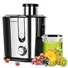 Juicer Machines, 600W Juicer with 3'' Wide Mouth for Vegetable and Fruit, Stainless Steel Centrifugal Juice Extractor Easy to Clean, Anti-drip, BPA-Free