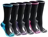 Dickies womens Dritech Advanced Moisture Wicking Crew Sock (6/12 Packs)Black Bright (6 Pairs),Shoe Size: 6-9