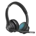 JLab Go Work Casque Bluetooth sans Fil avec Micro - +45h d'Autonomie, Casque Audio Bluetooth avec Connexion Multipoint pour PC, Ordinateurs, Portables - Casque PC avec ou sans Fil pour Télétravail