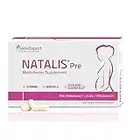 SanaExpert Natalis Pre | COMPLÉMENT ALIMENTAIRE POUR LA FERTILITÉ ET LA GROSSESSE | avec acide folique, Quatrefolic, fer et vitamines (30 capsules). Produit Vegan avec Ingrédients 100% naturels.