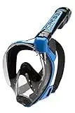 Cressi Duke Dry Full Face Mask Mascara de Buceo Snorkel Seca Cara Completa, Unisex Adulto, Negro/Azul, M/L