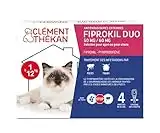 Clément Thékan - Anti-puces et anti-tiques pour Spot-on pour chats de 1 à 6 kg - 4 pipettes - Solution pour Spot Fiprokil Duo 50 mg /60 mg