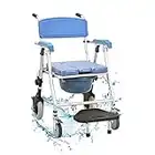 Commode Chair for Toilet with Arms Foldable,Shower Wheelchair Commode,Rolling Shower and Commode Transport Chair with Wheels for Inside Shower Wheelchair for Elderly and Disabled