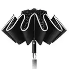 Yoophane Parapluie Pliant Resistant au Vent, Parapluie Inversé Automatique, Parapluie Homme Femme Compact avec Bande Réfléchissante, Mini Parapluie de Voyage, Noir