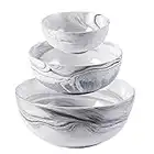 Yundu Ceramics Marble Large Mixing Bowl Sets for Kitchen, Nesting Bowls for Space Saving Storage, Serving Bowls, Set of 3 - 84/45/15 Ounces