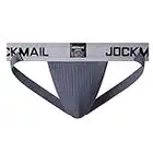 JOCKMAIL Men's Jockstrap Athletic Supporter Underwear Gym Workout Strap Brief Men Thong (XXL, Grey)