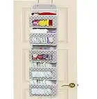 SimpleHouseware Over The Door Hanging Organizer Baby Nursery Storage, 5 Clear Window Pocket, Grey/White