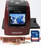 MINOLTA Film & Slide Scanner, Convert Color & B&W 35mm, 126, 110 Negative & Slides, Super 8 Films to High Resolution 22MP JPEG Digital Photos, 16GB SD Card, Worldwide 110V/240V AC Adapter (Red)