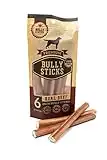 Bully Bunches All Natural Standard 6 Inch Bully Sticks – Odour Free, Rawhide Free, Chemical Free – Safe, Long Lasting Beef Dog Chew Gnaws – Fully Digestible Treat for Small and Medium Dogs, 5 Pk