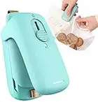 Mini machine à sceller avec cutter, appareil de fermeture 2 en 1 pour sacs à copeaux, sacs en plastique, conservation de nourriture (bleu)