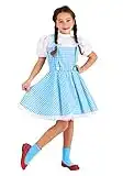 Wizard of Oz Dorothy Costume for Girls, Dorothy Blue Dress & Hair Bow Ties, Blue Checked Gingham Fairytale Dress Medium