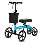 ELENKER Best Value Knee Walker with 10" Front Wheels Steerable Medical Scooter Crutch Alternative with Dual Braking System Sky Blue