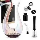 Wine Decanter Set, 1200ml Red Wine Iridescent Carafe With Bottle Opener, Stopper, Cleaning Beads and Wine Pour, Colorful Wine Aerator Gift Set Wine breather, Lead-free Crystal Glass Wine Accessories