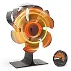 Vlocky Stove Fan 6 Blade Log Burner Fan, Heat Powered Woodburner Stove Fan with Thermometer for Log Burners/Fireplace/Stove Heaters(Not Suitable for Pellet STOVES)