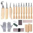 Holz-Schnitzwerkzeug Set, 21 STK Schnitzmesser Holz Schnitzen Set mit Schleifsteine für Erwachsene Kinder, Carving DIY Schnitzset mit Schnittfeste Handschuhe