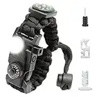 NVioAsport 20 in 1 Paracord Bracelet, Adjustable Gear Kit with SOS LED Light, Fire Starter, Bigger Compass, Survival Whistle, Perfect for Camping, Hiking, Fishing, Survival Bracelet