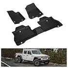 KIWI MASTER Floor Mats Compatible for 2020-2023 Jeep Gladiator JT Accessories All Weather Mat Liners Front & 2nd 2 Row Seat TPE Slush Liner Black OEM 82215626AB