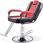 Merax Hydraulic Recliner Barber Chair for Hair Salon with 20% Extra Wider Seat & Heavy Duty Hydraulic Pump, 2021 Upgraded Salon Beauty Equipment (Black & Red).