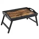 SONGMICS Bed Tray Table with Bamboo Folding Legs, Breakfast Tray for Sofa, Rustic Brown ULLD111B01