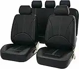 Motacare® Universal Black Leather Look Car Seat Covers, 9pcs Full Set Washable Airbag Compatible