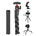 ULANZI Camera Tripod, Mini Flexible Tripod Stand with Hidden Phone Holder w Cold Shoe Mount, 1/4'' Screw for Magic Arm, Universal for iPhone 13 12 Pro Max XS Max X 8 Samsung Canon Nikon Sony Cameras