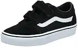 Vans Ward V-Velcro Suede, Baskets Mixte Enfant -Noir ((Suede/Canvas) Black/White) - 21 EU