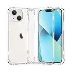 Melomon Case for iPhone 13 (6.1-Inch), Anti-Scratch Ultra Clear Shockproof Hard PC Back & Soft TPU, (Airbag Protection) Bumper Protective Cover for iPhone 13 - Clear