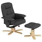 IDIMEX Fauteuil de Relaxation Charly avec Repose-Pieds Pouf, siège pivotant et Dossier inclinable, Assise rembourrée Confortable et Relax, revêtement synthétique Gris