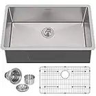 Hykolity 30-inch Undermount Kitchen Sink, 16 Gauge Single Bowl Stainless Steel Kitchen Sink with Strainer & Bottom Grid, 30" x 18" x 9"