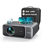 【Auto Focus/Keystone】Proyector de Cine En Casa WiFi Bluetooth, YABER Pro V9 500ANSI Lumens, Full HD 1080P, 4K Soporte Función Zoom para iOS/Android/Teléfono/TV Stick/PS5/HDMI/AV/USB