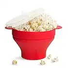 Gearmax Microwave Popcorn Popper Sturdy Convenient Handles, Silicone Popcorn Maker, Collapsible Bowl with Lid