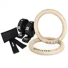 BRANK SPORTS Paire d'Anneaux Gymnastique Olympique en Bois de Bouleau | Coffret Anneaux Crossfit Rings avec Ancre de Porte pour Faire du Sport la Maison | Marque Française | Ebook Offert