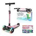 besrey Kinder Roller, Höhenverstellbarer Kinderscooter, Faltbarer Tretroller mit LED-Leuchträdern für Jungen & Mädchen von 2 bis 8 Jahren - Einhorn Rosa