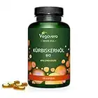 Olio di SEMI DI ZUCCA Vegavero® | l’unico BIOLOGICO | 1000 mg con 45% di Omega 6 (Acido Linoleico) | salute della PROSTATA | 180 capsule | Vegan