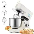 Stand Mixer, Hauswirt LCD Food Mixers for Baking, 8+P Speeds Electric Kitchen Cake Mixer with 5L Bowl, Dough Hook, Beater & Whisk, Optional Accessories for Grinder | Pasta Maker-1000W, White