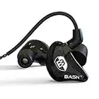 BASN Bsinger PRO In-Ear-Kopfhörer für Musiker, dynamischer Treiber, geräuschisolierend, mit 2 abnehmbaren MMCX-Kabeln, Schwarz