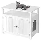 Yaheetech Cat Litter Box Enclosure Cat Litter Tray, Hidden Litter Box Furniture Cat Washroom with Open Storage Shelf, Indoor Cat House Cat Litter Cabinet for Living Room, 80x51x66cm (LxWxH)