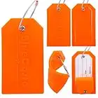 BlueCosto 5X Orange Big Luggage Tags for Suitcases Flexible PVC w/Privacy Cover