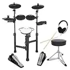 Carlsbro CSD120 Ultra Compact Electronic Drum Kit Bundle with Headphones, Stool and Drumsticks