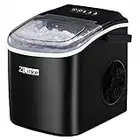 Zlinke Portable ice maker countertop with handle,9 Cubes Ready in 6 Mins,28lbs/24Hrs,2 Sizes of Bullet Ice.Self-Cleaning Ice Machine with Ice Scoop and Basket,For Home Kitchen,Office,Bar & Party(Black)