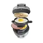 Hamilton Beach Breakfast Sandwich Maker with Egg Cooker Ring, Customize Ingredients, Perfect for English Muffins, Croissants, Mini Waffles, Dorm Room Essentials, Silver (25475A) Discontinued