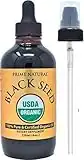 Organic Black Seed Oil 4oz - USDA Certified - High Thymoquinone, Turkish Origin, Pure Nigella Sativa - Cold Pressed, Unrefined, Vegan - Omega 3 6 9, Antioxidant, Immune Boost, Joints, Skin & Hair