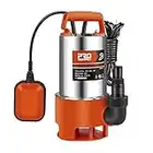 Stainless Steel Sump Pump, Prostormer 1HP 3700GPH Submersible Clean/Dirty Water Pump with Float Switch for Fresh Water, Mains Water, and Pool Water