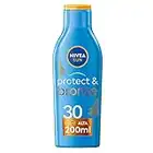 NIVEA SUN Latte Solare Protect & Bronze FP 30 200 ml, Crema solare 30 per un'abbronzatura dorata, intensa e uniforme, Protezione solare 30 con attivatore di melanina