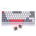 60% Mechanical Gaming Keyboard,Grey&White Gaming Keyboard with Hot Swappable Linear Red Switches,Wired Detachable Type-C Cable Mini Keyboard with Powder Blue Backlight for Windows/Mac/PC/Laptop