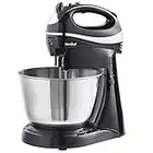 VonShef Hand and Stand Mixer – Cake Mixer with Bowl and Stand 2 in 1, 300W, 3.5L Stainless Steel Bowl, 2 Beaters, 2 Dough Hooks & Balloon Whisk, Easy Clean, Turbo Boost, Eject Button, Compact – Black