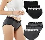 EKSHER Culotte Femme Shorty Dentelle Coton Stretch Slip sous Vetement Sexy Taille Basse Confortable Culottes Lot de 6 Noir/Gris M